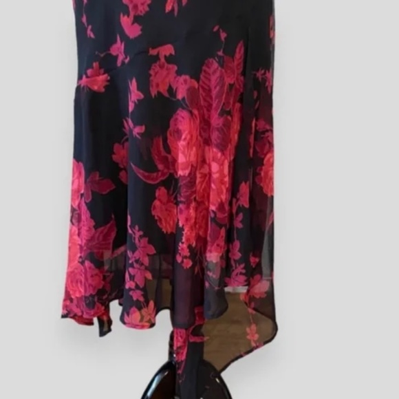 Whimsygoth Black & Red Beaded 90's Dress with Cowl Neck & Asymmetrical Hem Sz 12 - Picture 6 of 8